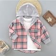 thumbnail image 2 of BLVB Unisex Kids Plaid Shirts Toddler Boy Girl Button down Long Sleeve Hoodie Jacket Fall Winter Clothes 2-13 Years, 2 of 4