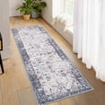 thumbnail image 2 of Hasoo 2' x 6' Runner Rug for Hallway Boho Vintage Rug Non Slip Floral Indoor Carpet, Red Blue, 2 of 6
