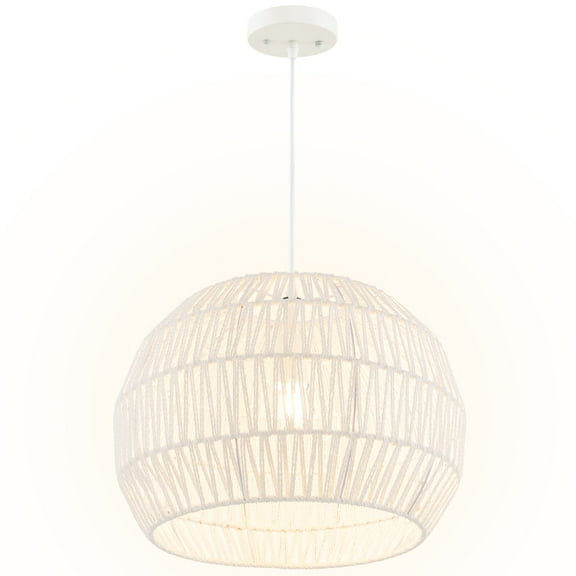 Topbuy Paper Pendant Light Fixture Round Hanging Ceiling Light with Adjustable Hanging Rope 17.5” Decorative Chandelier