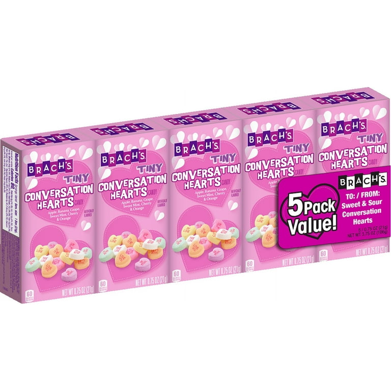 Brachââ‚¬â„¢s Valentineââ‚¬â„¢s Day Tiny Conversation Hearts Candy | Candy  Gift Boxes Individually Wrapped, Iconic Valentine's Day Heart Candy, 0.75oz