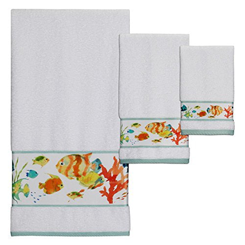 Tropical Fish Dish Towels & Pot Holder Kitchen Set  3pcs 100% Cotton