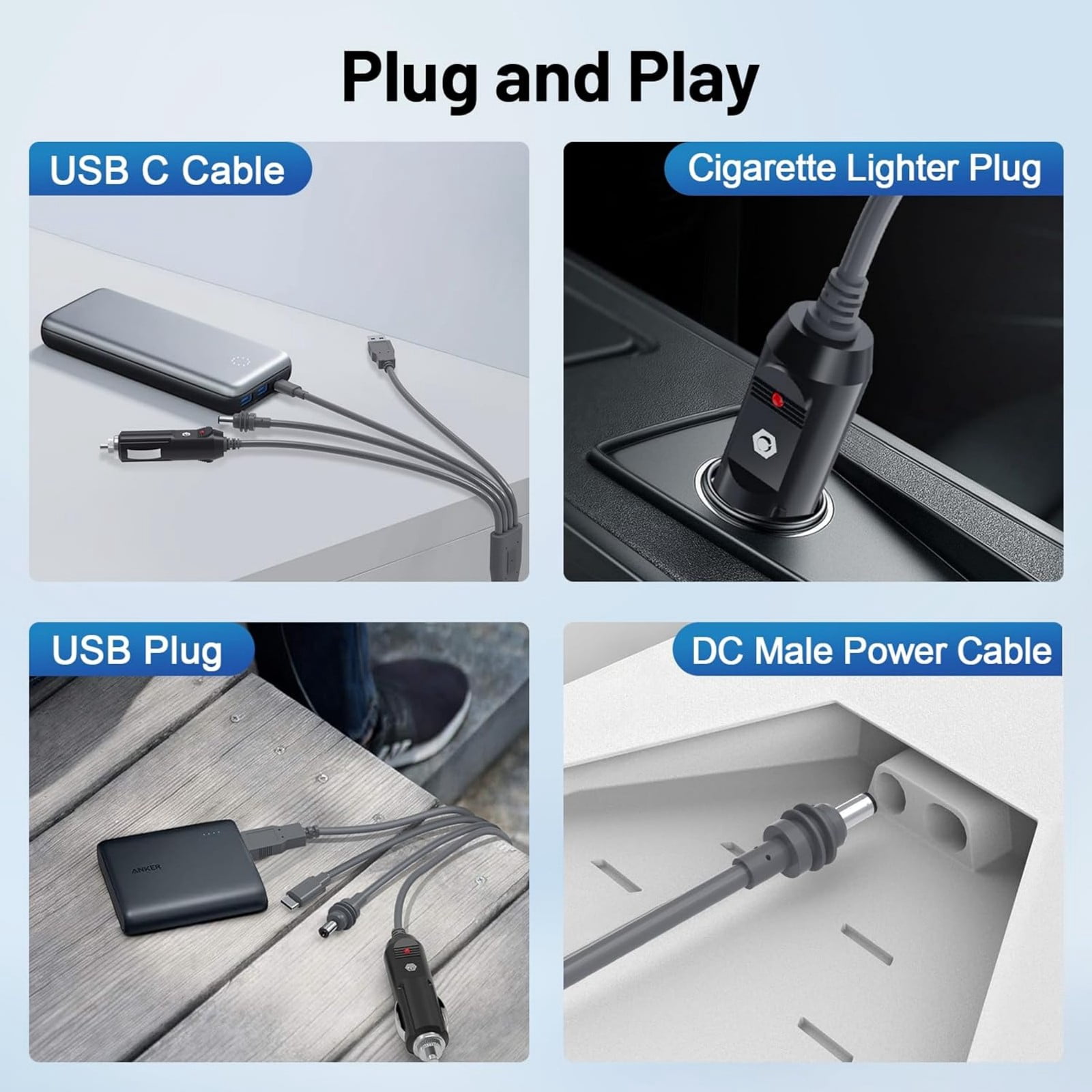 Power Cable 10ft USB C Car Charging DCDC Cable for Power Needs