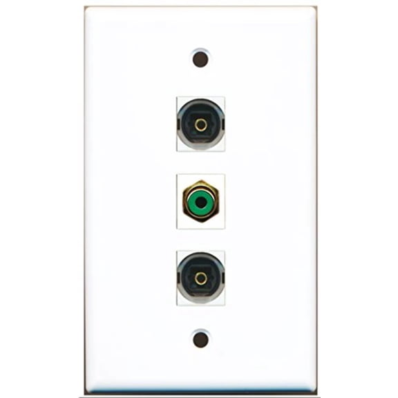 RiteAV - 1 Port RCA Green 2 Port Toslink Wall Plate