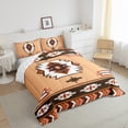 thumbnail image 3 of Manfei Rustic Western Aztec Full Size Comforter Sets,Vintage Geometric Pattern Bedding Comforter Set,Brown White Bedding Sets For Men Women,Breathable Home Decor Reversible,3-Piece, 3 of 8