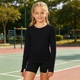 thumbnail image 2 of KHONTS Girls Long Sleeve Athletic Shirts Kids Crewneck Workout Tops Basic Tees Activewear,Size 4-14 Years Black 150, 2 of 4