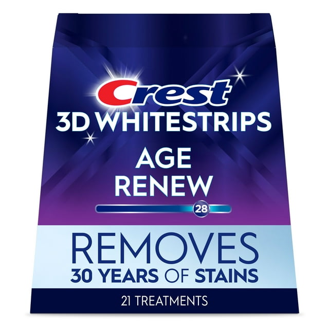 Crest 3D Whitestrips Age Renew At-home Teeth Whitening Kit, 21 Treatments, 28 Levels Whiter