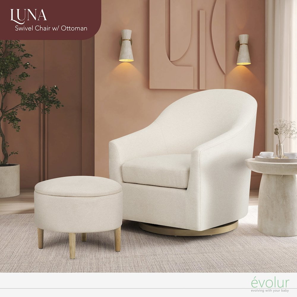 Evolur Luna Swivel Glider & Ottoman, Daisy
