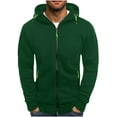thumbnail image 2 of Puliio Mens Hoodies Long Sleeve Solid Color Hooded Sweater Coat With Zipper Pocket In Autumn Winter Sport Casual Hoody Pullover Tops, 2 of 3