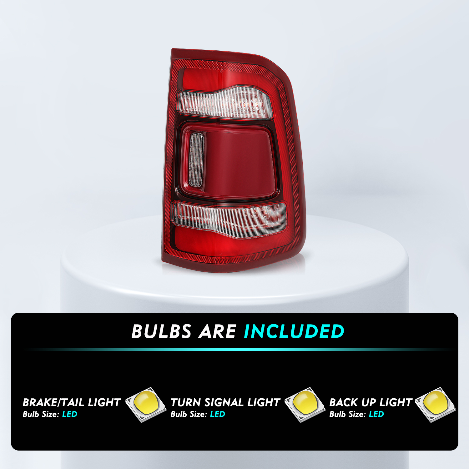 Right Passenger Tail Light For 2019-2023 DODGE RAM 1500 w/ Blind Spot Red Lens