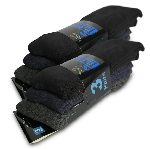 Men's 6 Pack Thick Thermal Crew Cold Weather Boot Socks for Winter Outdoor Activities