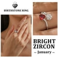thumbnail image 3 of Beautlace Rose Heart Birthstone Ring,925 Sterling Silver Adjustable Open Heart Rings Jewelry Gifts for Women Mom -January, 3 of 13