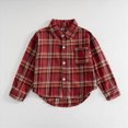 thumbnail image 2 of 3-6 Months Infant Boys Long Sleeve Plaid Dress Shirts Button Up School Uniform Kids Spring Fall Clothes Tops for 3M-11T Infant Baby to Tween, 2 of 6