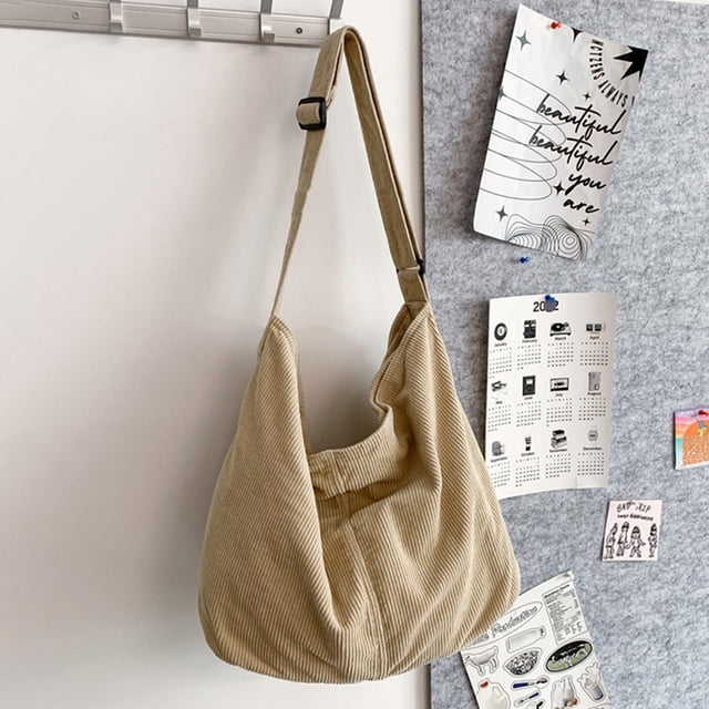 Bolso de viaje de pana Bolsos de hombro de moda para mujer para vacaciones de fin de semana (Beige)