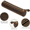 thumbnail image 4 of ABPETE Small Pencil Pouch-Genuine Full-Grain Leather Pencil Case for Men- Vintage Leather Pouch for Adults-Stationery Organizer Bag for Work & Travel-Cylinder-Coffee, 4 of 15