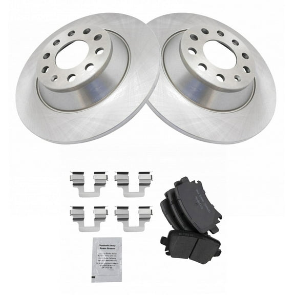 TRQ Rear Brake Pad & Rotor Kit Brake Pads Brake Rotor Ceramic Fits Select 2006-2010 Audi A6 2005-2011 A6 Quattro