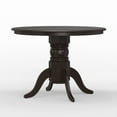 thumbnail image 4 of 5-PC - 42" Round Pedestal Dining Table + Slat Back Dining Chairs Dining Set in Dark Walnut, 4 of 9