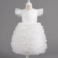 thumbnail image 2 of ZACPNCV Girls Tutu Dress Irregular Tulle Flutter Sleeve A-Line Princess Gown Flower Girl Birthday Party Ball Gown White 2-3 Years, 2 of 6