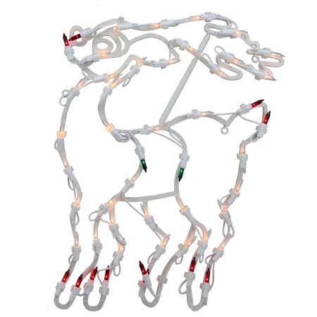 Lighted Reindeer - Northlight 18 in. Double Sided Lighted Reindeer Window Silhouette Decoration