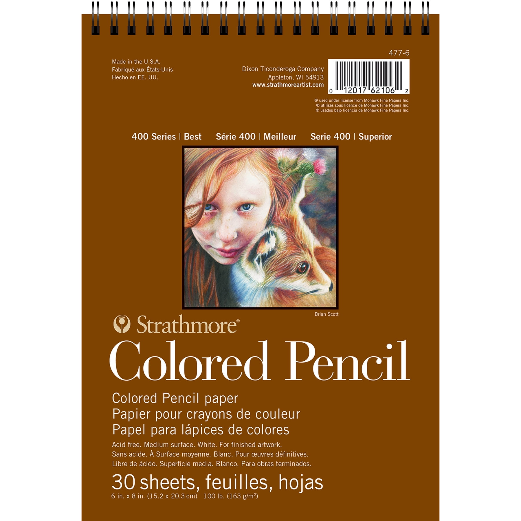 Strathmore 400 Series Color Pencil Pad, Wire Binding, 30 Sheet, 6x8 inch, Pack of 3