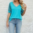 thumbnail image 5 of adviicd T-Shirts Graphiques pour Femmes T-Shirt d'Été pour Femmes T-Shirts Graphiques Mignons Amples Col Rond Manches Courtes Hauts Décontractés Bleu,L, 5 of 5