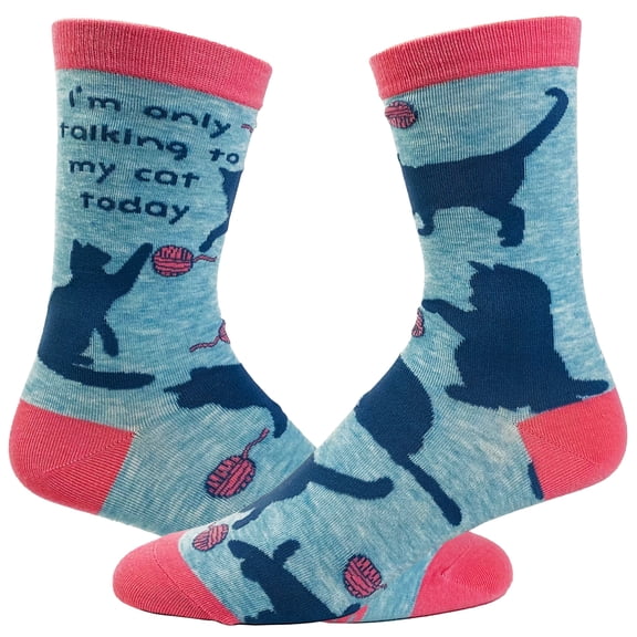 Women's I'm Only Talking to My Cat Today Sock Funny Pet Kitten Animal Footwear