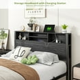 thumbnail image 3 of Yoneston Full Size Bed Frame with Storage Headboard, Metal Platform Bed for Charging Station & Bookcase Storage, No Box Spring Needed, Easy Assembly, Black, 3 of 7