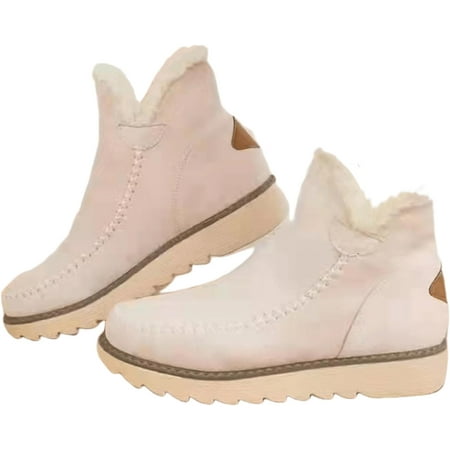 FDSKWKY Trending Winter Boots For Women 2024 Snow Ankle Booties Slip On Comfortable Fuzzy Fashion Casual Loafers Shoes