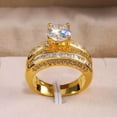thumbnail image 7 of 8*8mm Round Cut CZ 925 Silver Band Women's White Gold/Yellow Gold Ring Size 6-10, 7 of 7