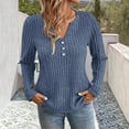 thumbnail image 2 of LWFFDAW Ribbed Knit Fall Sweaters for Women Long Sleeve Dressy Casual Button Henley Sweaters Lightweight Soft Loose Pullover Sweater, 2 of 6