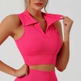 thumbnail image 6 of Women's Sleeveless Turndown Collar Solid Color Comfy Daily Tank Tops Casual Workout | CSEONE,Hot Pink M, 6 of 6