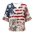 thumbnail image 4 of XAOFW Patriotic Graphic T Shirts For Women 3/4 Sleeve V Neck Button Tee Red White And Blue Print T-Shirts 250th Anniversary Versatile Top XXL, 4 of 4