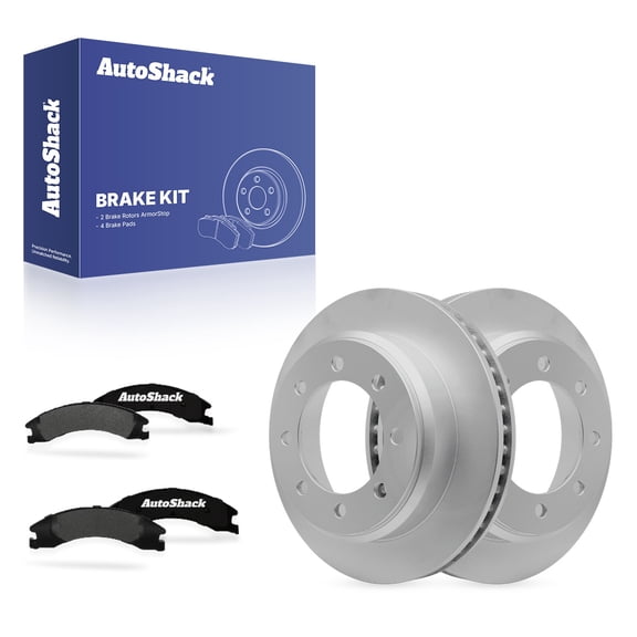 AutoShack Rear Vented Coated Brake Rotors   Ceramic Pads 6-PC Brake Kit Replacement for 2008-2019 Ford E-350 Super Duty 2008-2014 Ford E-250 ArmorStop 13.57" (344.7 mm)