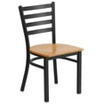 thumbnail image 6 of Flash Furniture 2 Pack HERCULES Series Black Ladder Back Metal Restaurant Chair - Natural Wood Seat, 6 of 8