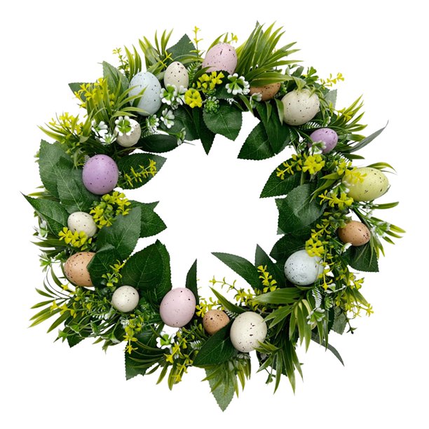 Guirnalda colorida de huevos de Pascua de 17,7 pulgadas, decoración de corona de primavera Artificial para pared, repisa, ventana, espejo, vestíbulo Estilo C