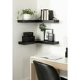 thumbnail image 2 of Kate and Laurel Havlock Modern Wood Two-Piece Floating Corner Shelf Set, 26 x 8 x 3, Black, Wooden Corner Kitchen Shelving with Unique Geometric Shape for Living Room Decor or Entryway Storage, 2 of 9