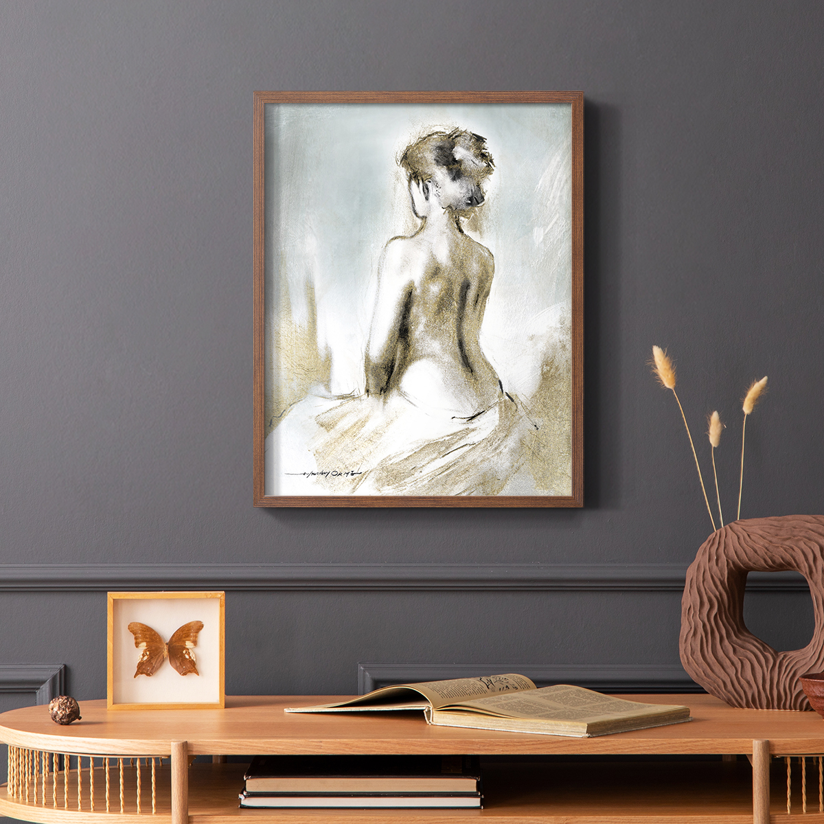 Figure in Golden Light II in Paper Solid Wood 11 x 14 Framed Print