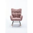 thumbnail image 5 of Glider Rocking Chair, Teddy Velvet Accent Rocker Chair with Soft Seat Cushion and Metal Base, Upholstered Wingback Living Room Chairs for Reading Room, Bedroom, Office, Pink, 5 of 7