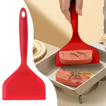 1X Silicone Wide-Mouth Frying Spatula,Non-Stick Cooking Spatula Red,Silicone Pancakes Spatula Heat Wide Pancake Turner Non Stick Kitchen Cookware for Omelette Steak Egg Fish Pizza Burger (White)