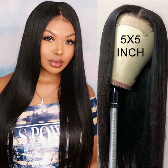 5x5 Closure Wig Human Hair Hd Lace Pre Plucked 180 Density Lace Front Wigs Human Hair Straight Lace Closure Wigs Human Hair Wigs For Black Women 22 Inch