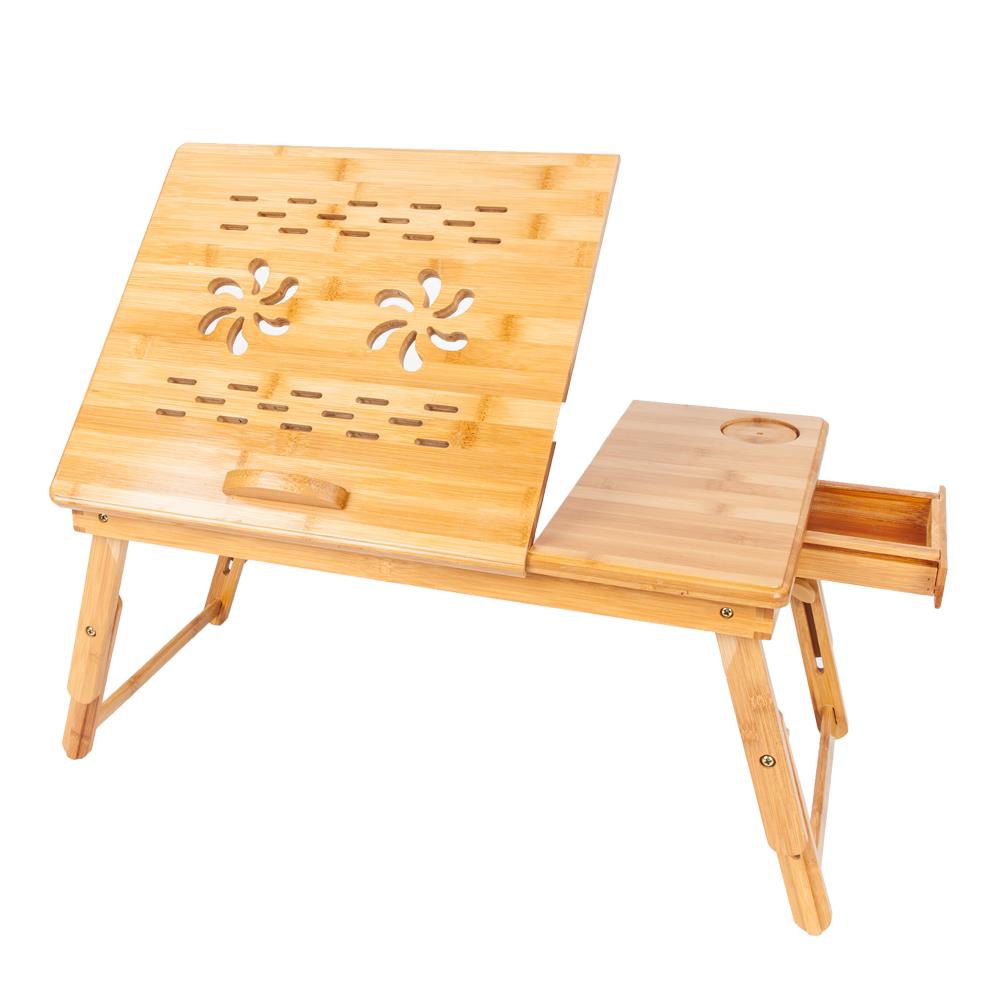 Ktaxon Bamboo Portable Laptop Notebook Computer Desk Bed Tray Stand Foldable Table with Drawer - image 3 of 9