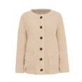 thumbnail image 4 of Fleece Cardigan Sweaters for Women Soft Long Sleeve Jacket with Pockets Button Down Open Front Fall Clothes, 4 of 5