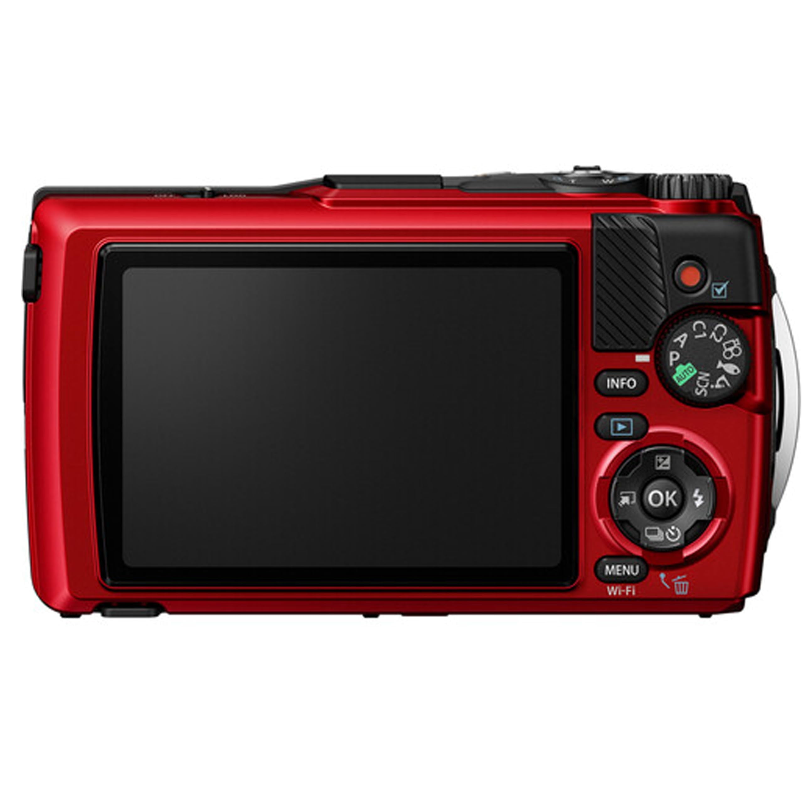 OM SYSTEM Tough TG-7 Digital Camera, 12 MP, 2x Digital Zoom, Waterproof, Red, with 128GB Extreme PRO Memory (Rugged Bundle)
