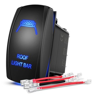 20A 12V ON/OFF Laser Etched LED Rocker Switch - 5-Pin Blue Toilet Icon, Waterproof IP66