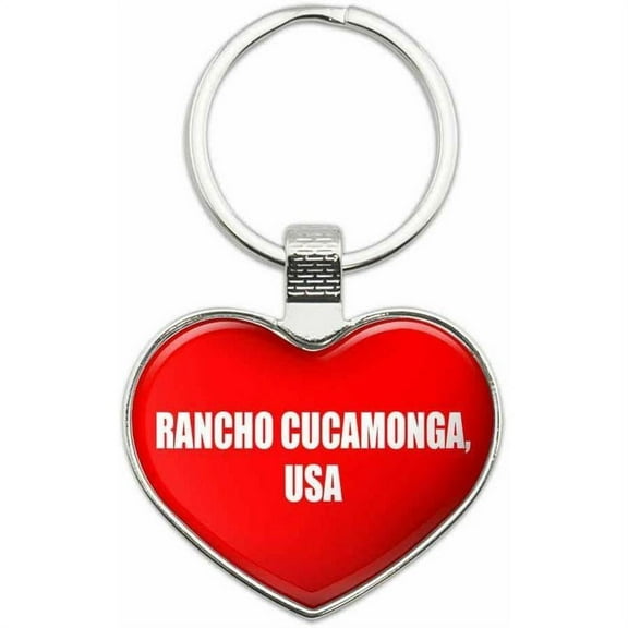 Rancho Cucamonga USA - City Country Metal Heart Keychain Key Chain Ring, Red