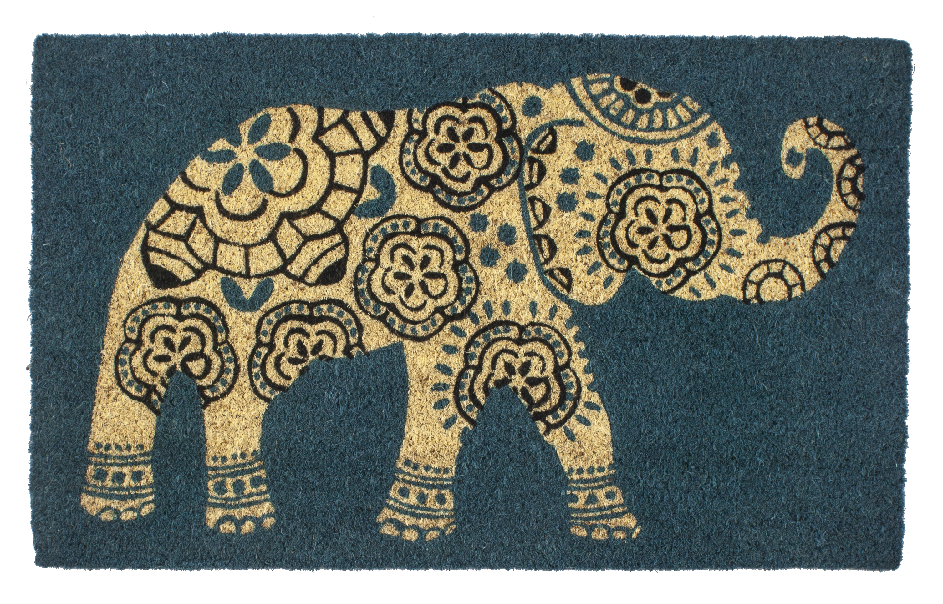 Entryways Patterned Elephant Coir Indoor Outdoor Doormat, 17" x 28