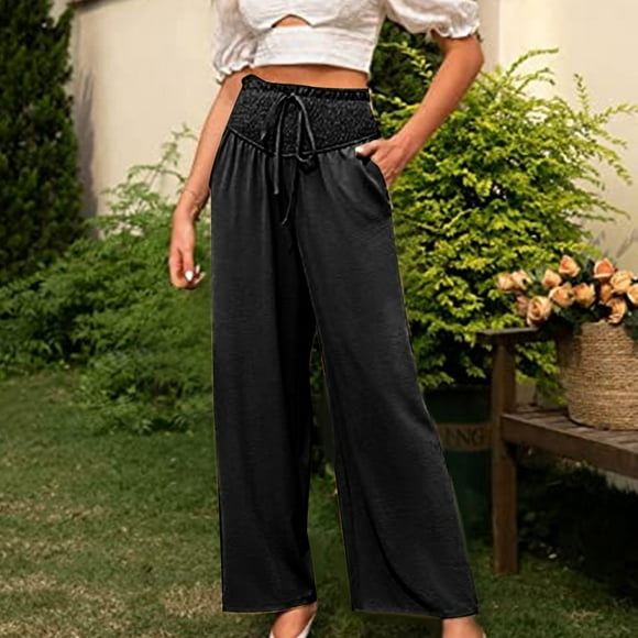 SMihono Linen Pants Women Fashion Plus Size Casual Loose Women's Loose Wide Leg Pants Cotton Linen Trousers Straight Pants Casual Pants Wide Leg Pants Women, Up to 65% off!