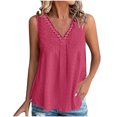 thumbnail image 3 of yoeyez Flowy Tank Tops for Women,Eyelet Summer Sleeveless Tops Ladies Round Neck Basic T-Shirts Casual Loose Fit Tunic 2025 Hot Pink,L, 3 of 7
