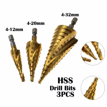 

Dyfzdhu Tool Spiral Drill Step Bits With Bag Grooved -Co Cobalt Shank 3Pcs Hex Tool&Home Improvment