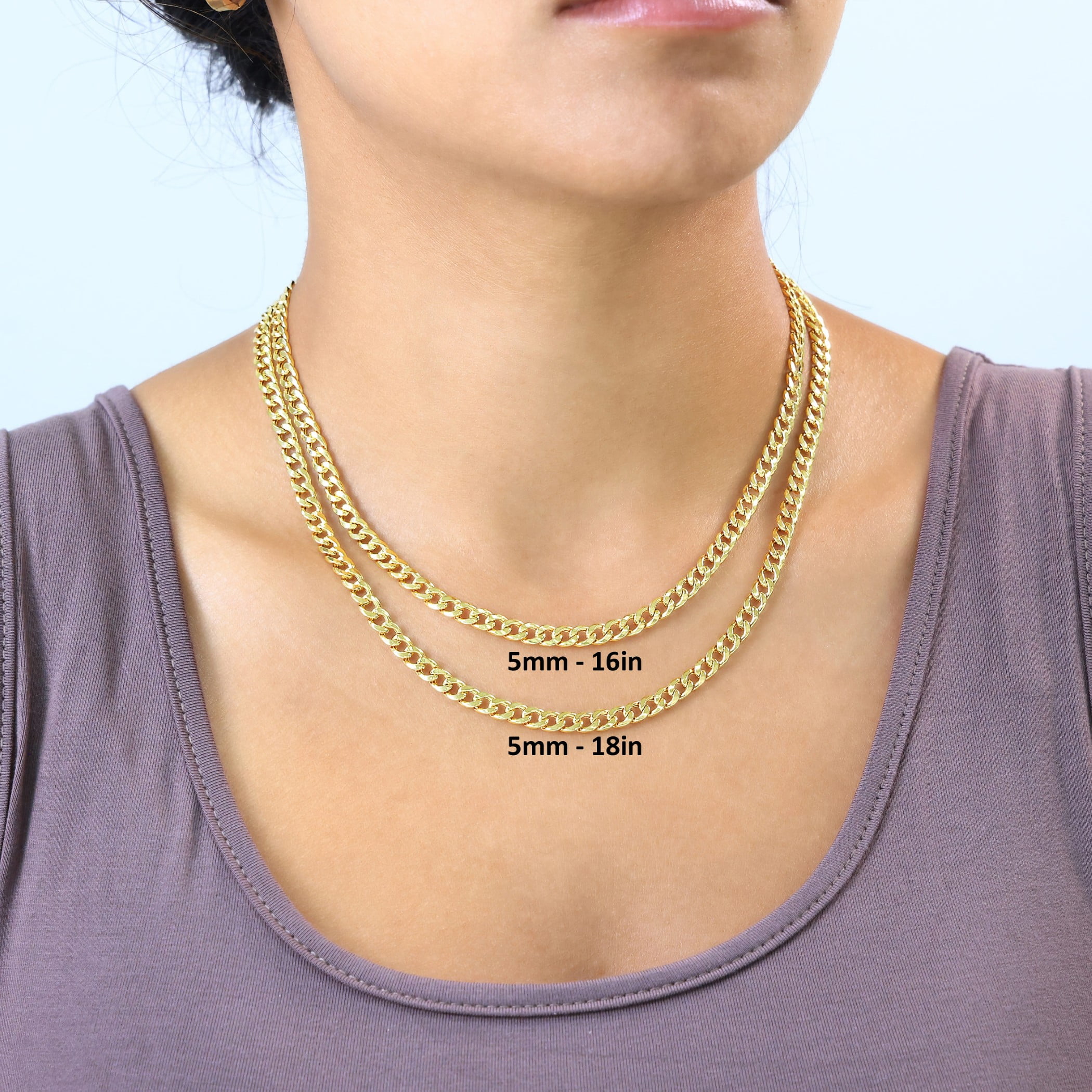 Nuragold 10k Real Yellow Gold Miami Cuban Link 5mm Chain Necklace (16"-30") Italian Jewelry for Men & Women