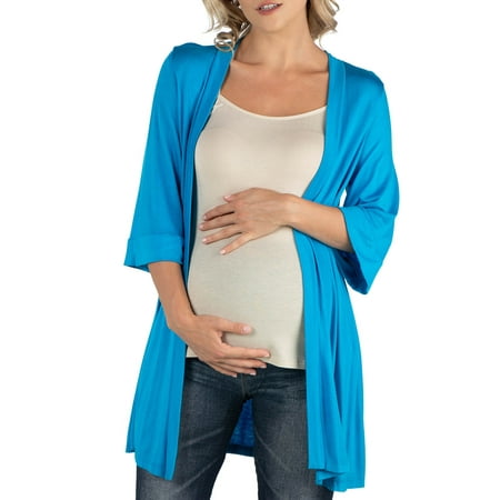 

24seven Comfort Apparel Open Front Elbow Length Sleeve Maternity Cardigan M011309 Made in USA